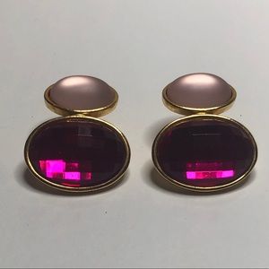 Retro Pink Two Toned Stud Earrings